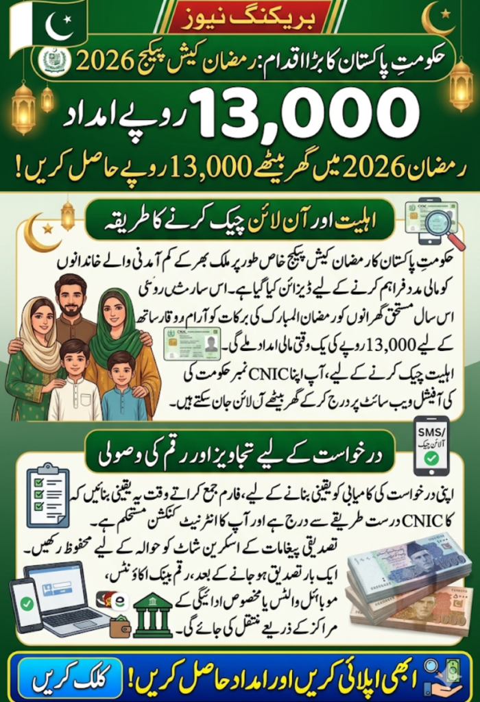 Government Ramzan Cash Package 2026 – How to Check 13000 Assistance Online
